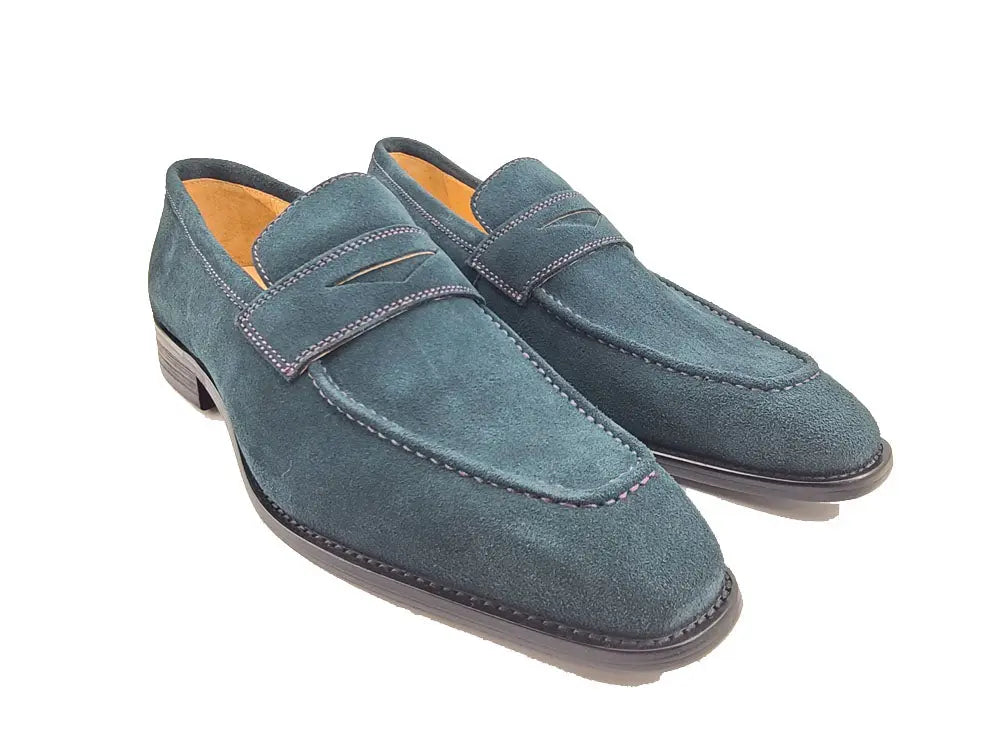 Carrucci Suede Penny Loafer contrast stitching