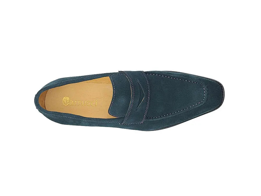 Carrucci Suede Penny Loafer contrast stitching