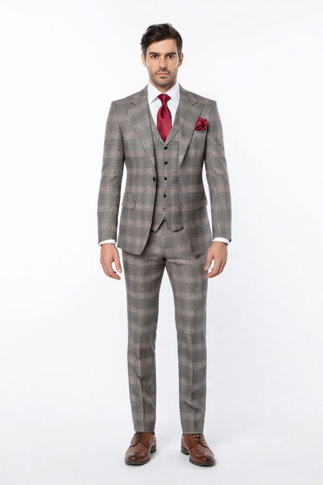 Suits With Baggy Pleated Pants - Wide Leg Pants 100% Wool - Classic Fit Single Breast Lapel Vest by Rossiman