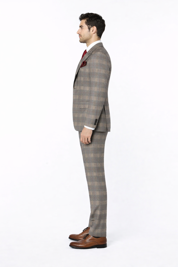 Suits With Baggy Pleated Pants - Wide Leg Pants 100% Wool - Classic Fit Single Breast Lapel Vest by Rossiman