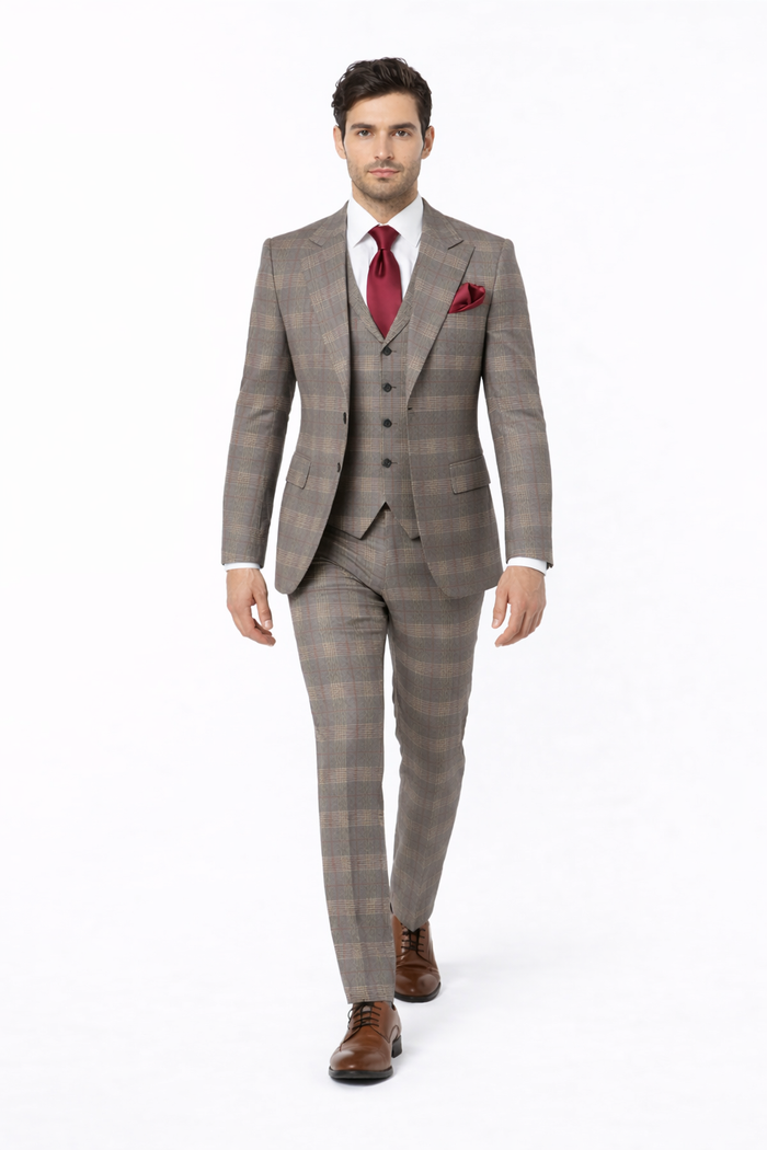 Suits With Baggy Pleated Pants - Wide Leg Pants 100% Wool - Classic Fit Single Breast Lapel Vest by Rossiman