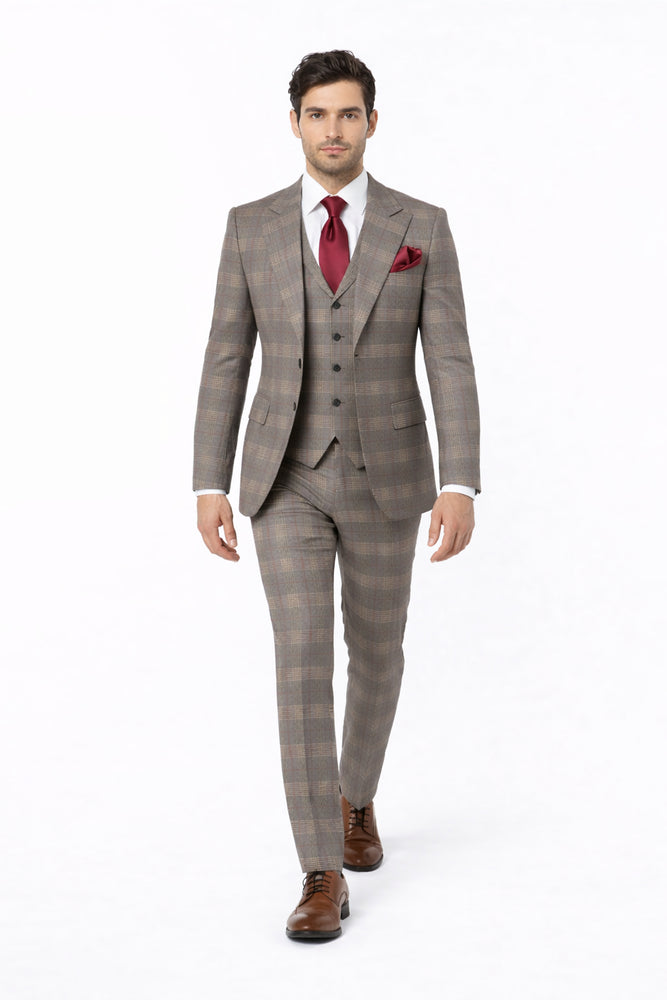 Suits With Baggy Pleated Pants - Wide Leg Pants 100% Wool - Classic Fit Single Breast Lapel Vest by Rossiman