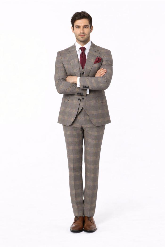 Suits With Baggy Pleated Pants - Wide Leg Pants 100% Wool - Classic Fit Single Breast Lapel Vest by Rossiman