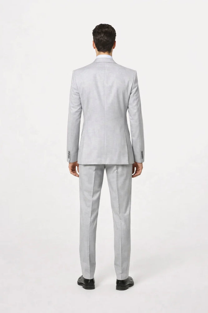 Suits With Baggy Pleated Pants - Wide Leg Pants 100% Wool - Classic Fit in Grey One Button 3 Piece Suit by Rossiman