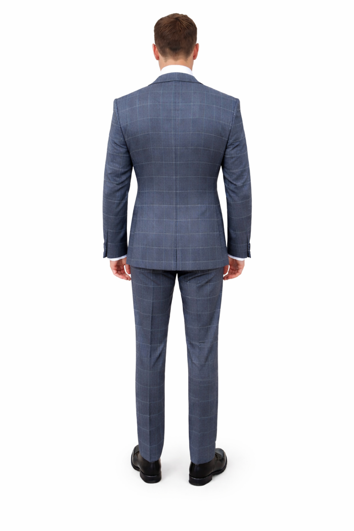 Suits With Baggy Pleated Pants - Wide Leg Pants 100% Wool - Classic Fit in Navy by Rossiman
