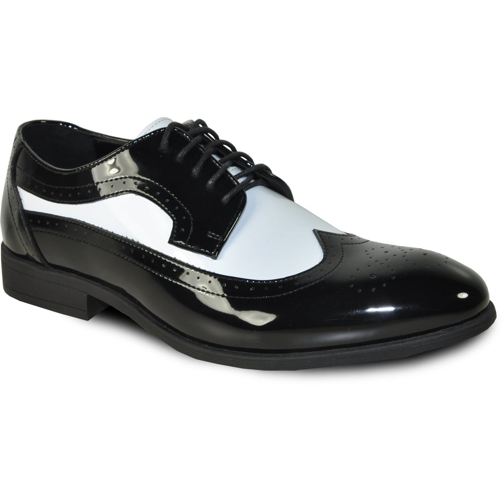 Bravo Mens 1920's Gangster Wingtip Dress Shoe in Black and White