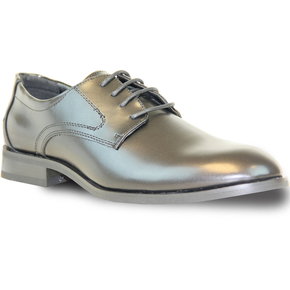 Bravo Mens Plain Round Toe Oxford Dress Shoe in Black
