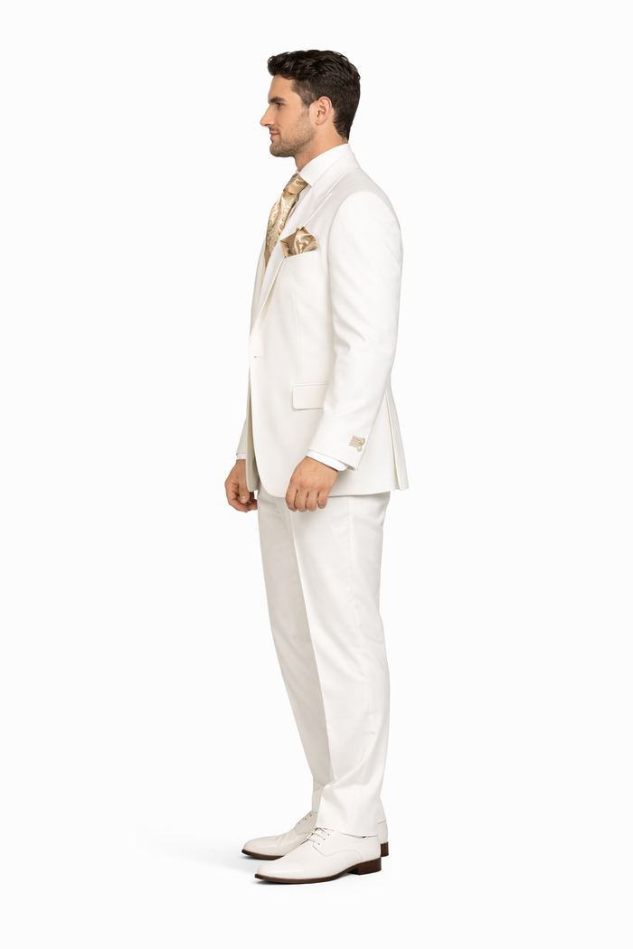 Tailored Men’s Suit in Winter White – Rossi Man ELI RM202 Formal 3-Piece Set