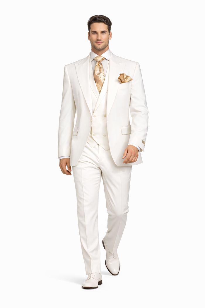 Tailored Men’s Suit in Winter White – Rossi Man ELI RM202 Formal 3-Piece Set