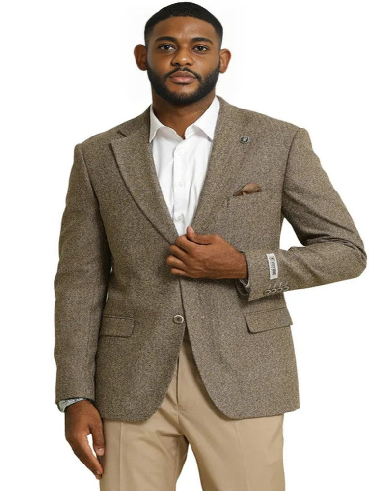 Mens Stacy Adams Vintage Professors Tan Tweed Blazer