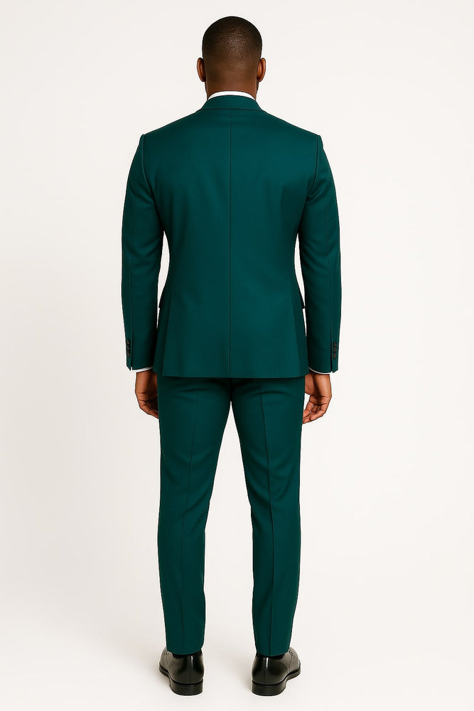 Teal Green Tuxedo Suit for Men – Satin Shawl Lapel Prom and Wedding Suit