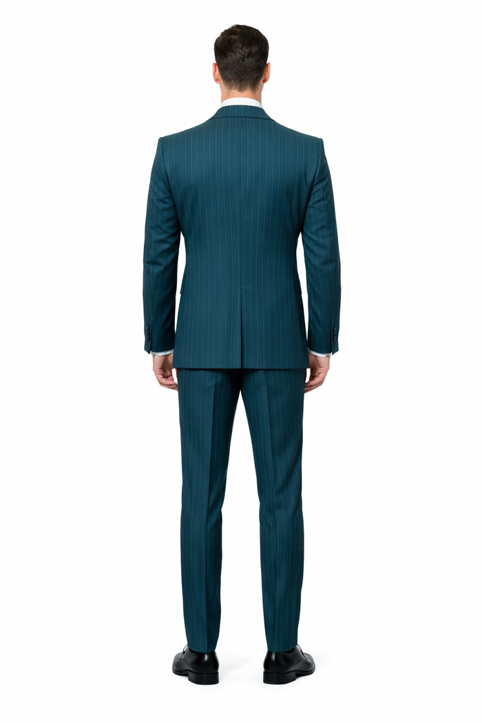 Teal Sovereign Pinstripe 3-Piece Executive Suit by Rossiman