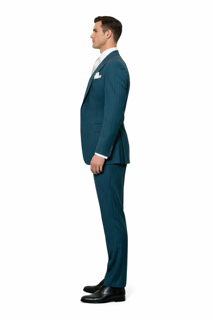 Teal Sovereign Pinstripe 3-Piece Executive Suit by Rossiman