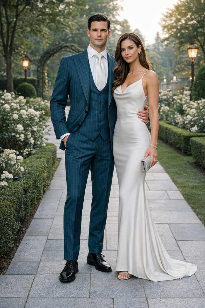 Teal Sovereign Pinstripe 3-Piece Executive Suit by Rossiman