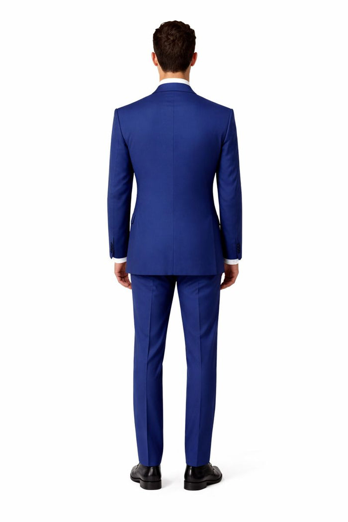 Tiglio Rosso Suit  - Classic Fit Athletic Cut 100% Wool Super 150s Italian Fabric Peak Lapel in Color Blue