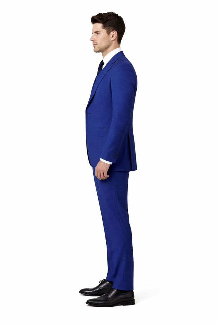 Tiglio Rosso Suit  - Classic Fit Athletic Cut 100% Wool Super 150s Italian Fabric Peak Lapel in Color Blue