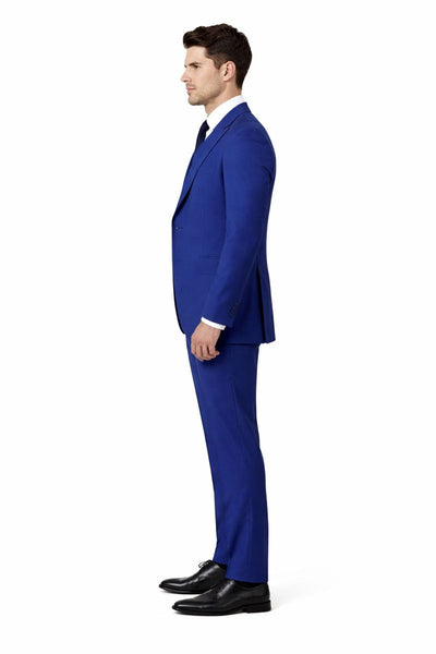 Tiglio Rosso Suit  - Classic Fit Athletic Cut 100% Wool Super 150s Italian Fabric Peak Lapel in Color Blue