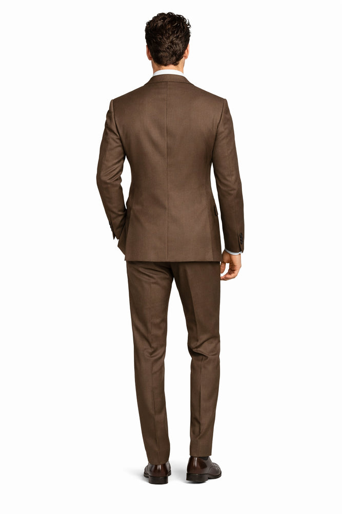 Tiglio Rosso Suit  - Classic Fit Athletic Cut 100% Wool Super 150s Italian Fabric Peak Lapel in Color Brown