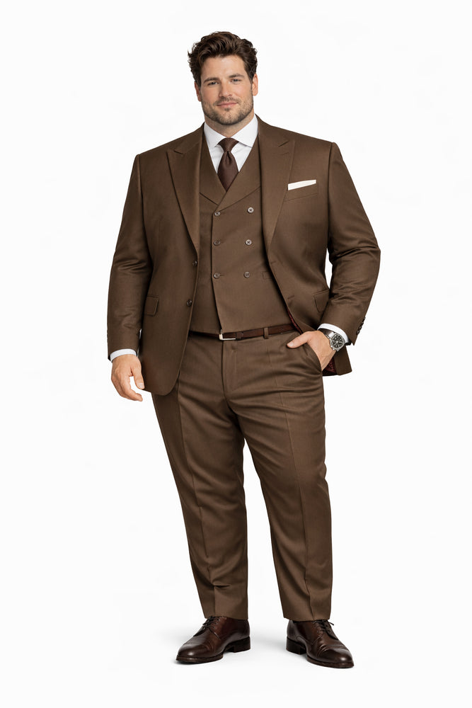 Tiglio Rosso Suit  - Classic Fit Athletic Cut 100% Wool Super 150s Italian Fabric Peak Lapel in Color Brown