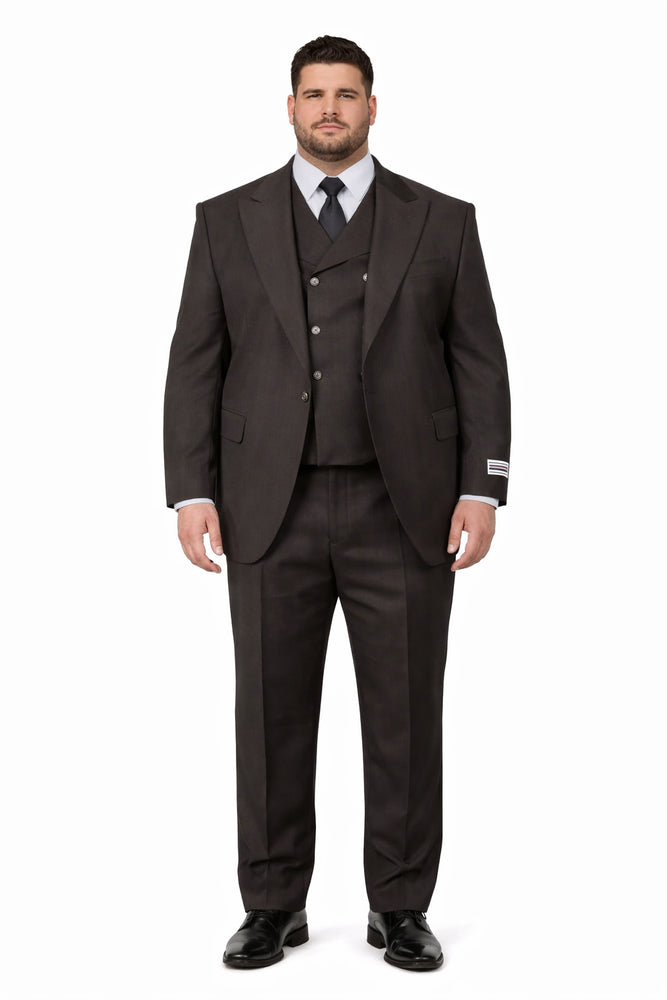 Tiglio Rosso Suit  - Classic Fit Athletic Cut 100% Wool Super 150s Italian Fabric Peak Lapel in Color Chocolate Brown
