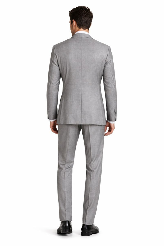 Tiglio Rosso Suit  - Classic Fit Athletic Cut 100% Wool Super 150s Italian Fabric Peak Lapel in Color Gray