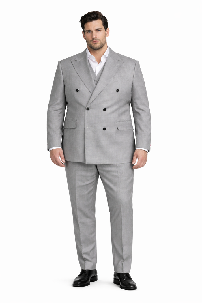 Tiglio Rosso Suit  - Classic Fit Athletic Cut 100% Wool Super 150s Italian Fabric Peak Lapel in Color Gray