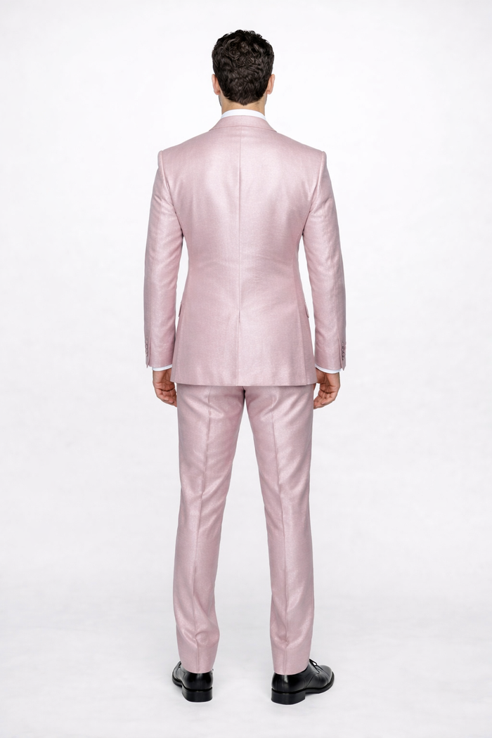 Rossi Man LEO RM1641 – Pink Shimmer Slim Fit 3-Piece Suit for Men