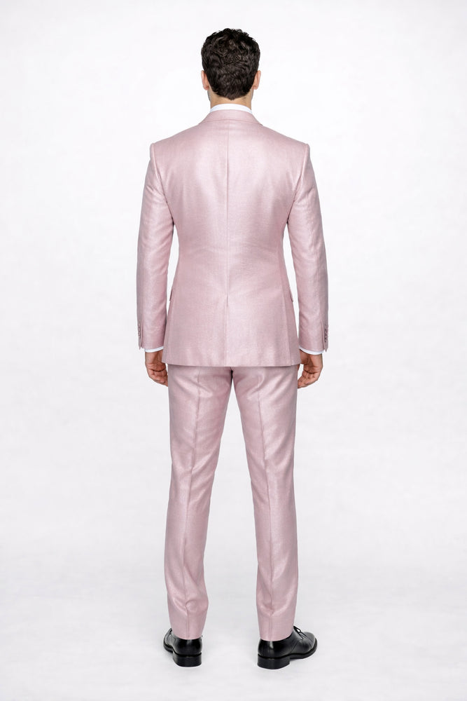 Tiglio Rosso Suit  - Classic Fit Athletic Cut 100% Wool Super 150s Italian Fabric Peak Lapel in Color Light Pink
