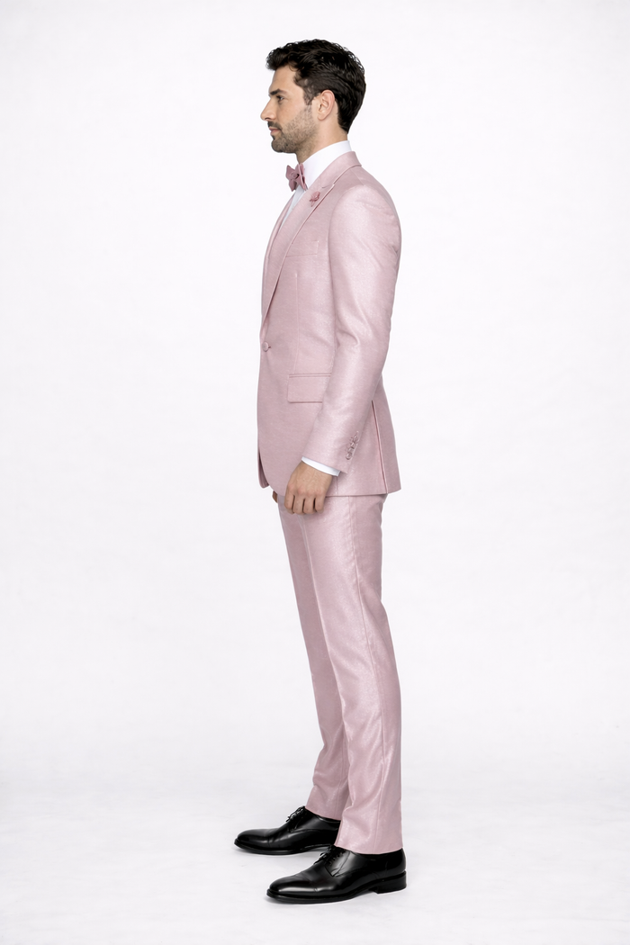 Rossi Man LEO RM1641 – Pink Shimmer Slim Fit 3-Piece Suit for Men