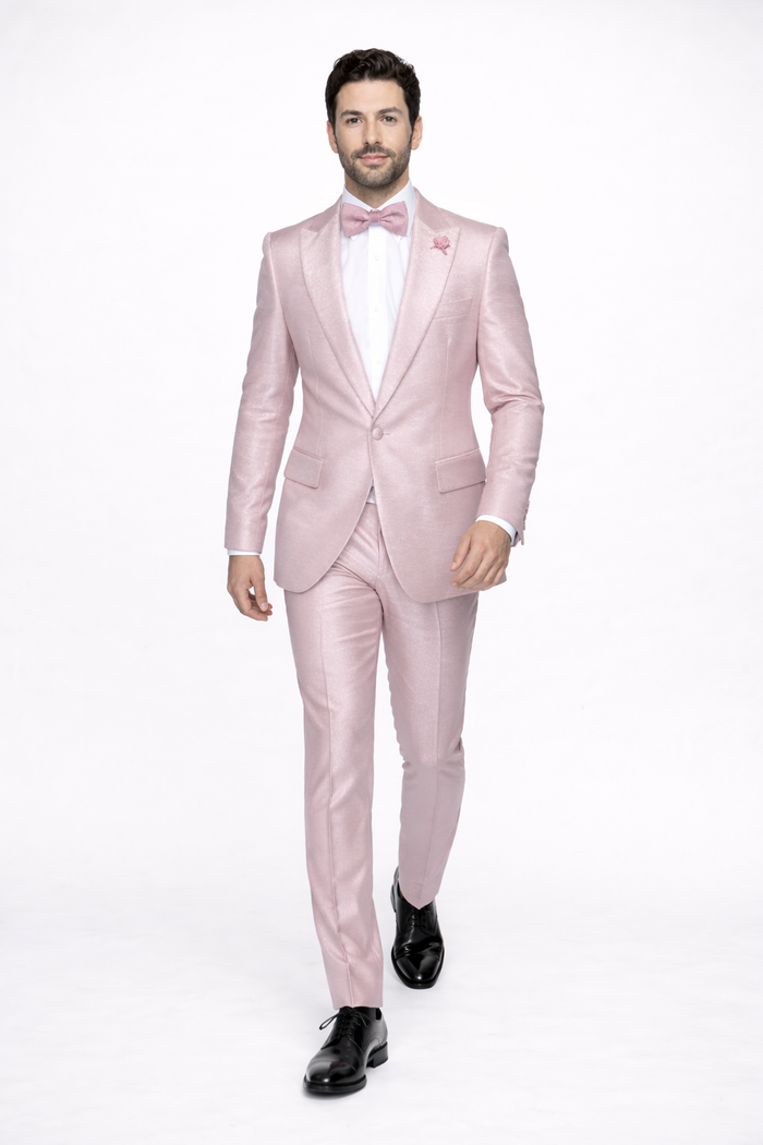 Rossi Man LEO RM1641 – Pink Shimmer Slim Fit 3-Piece Suit for Men