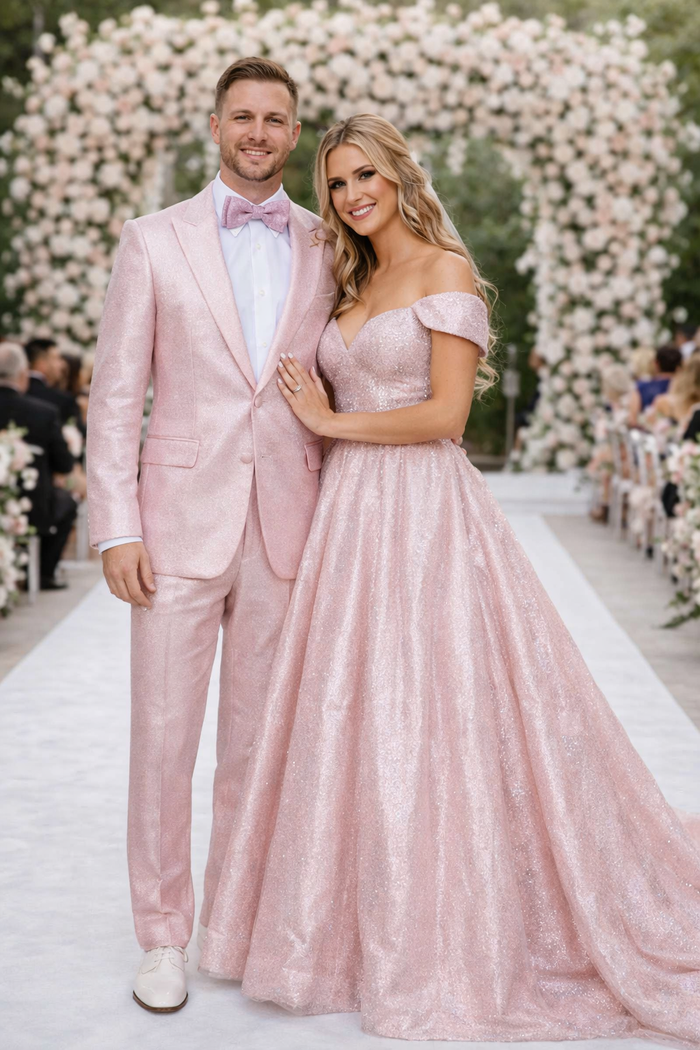 Rossi Man LEO RM1641 – Pink Shimmer Slim Fit 3-Piece Suit for Men