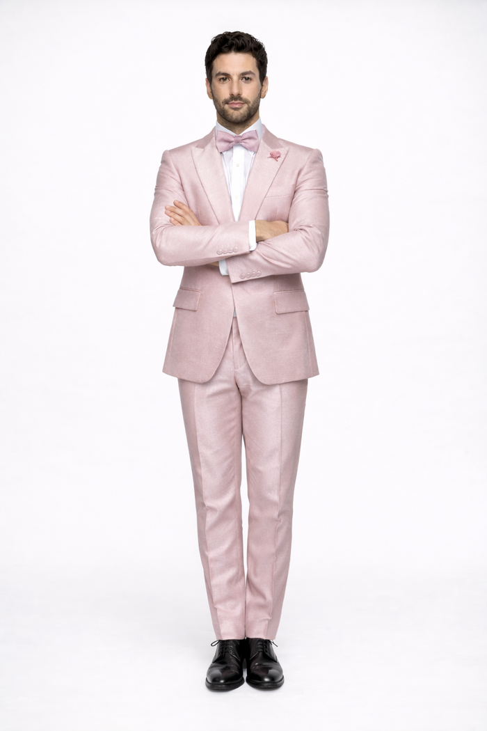 Rossi Man LEO RM1641 – Pink Shimmer Slim Fit 3-Piece Suit for Men