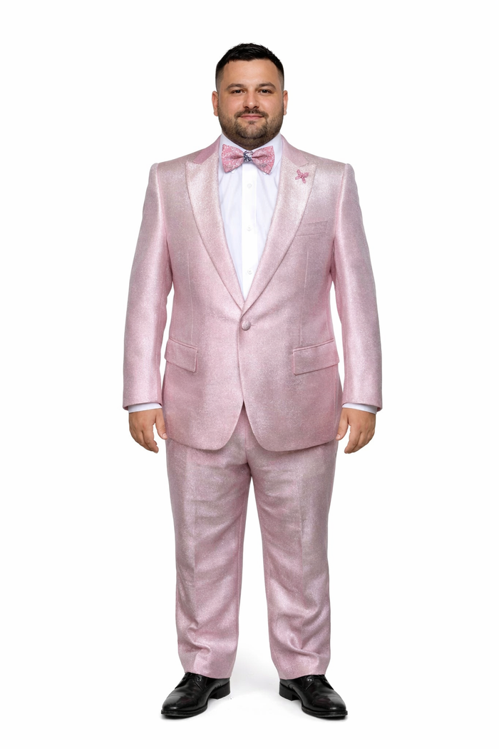 Rossi Man LEO RM1641 – Pink Shimmer Slim Fit 3-Piece Suit for Men