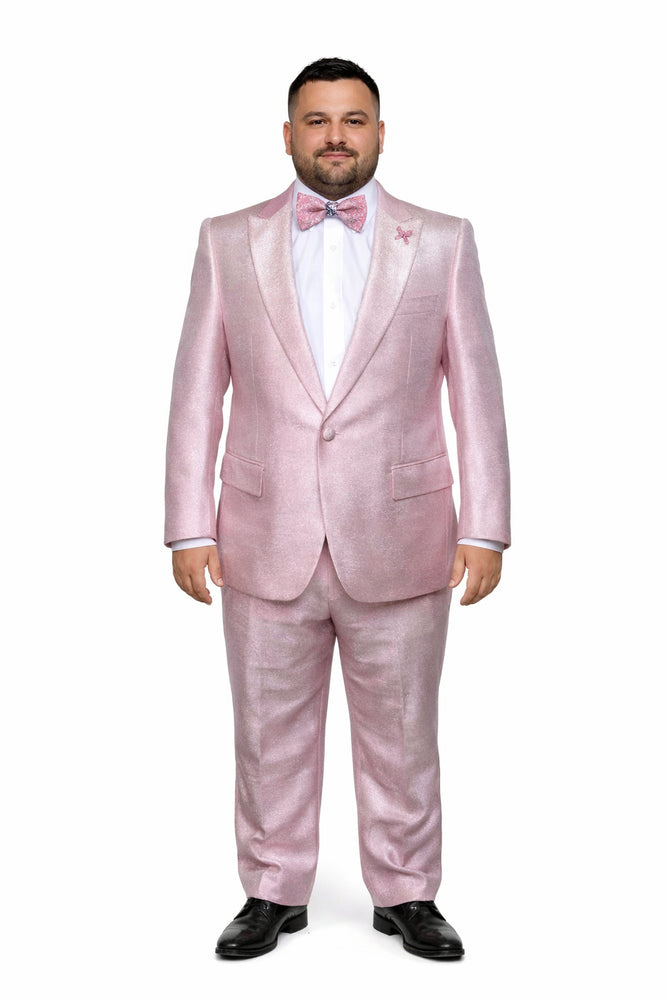 Tiglio Rosso Suit  - Classic Fit Athletic Cut 100% Wool Super 150s Italian Fabric Peak Lapel in Color Light Pink
