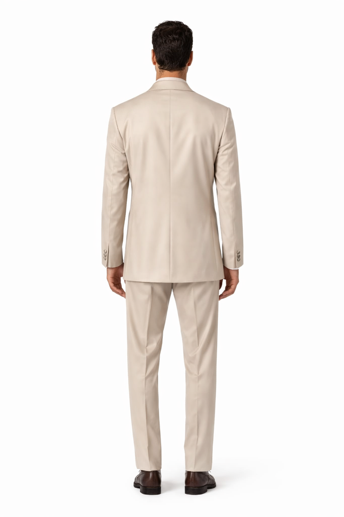 Tiglio Rosso Suit  - Classic Fit Athletic Cut 100% Wool Super 150s Italian Fabric Peak Lapel in Color Light Tan