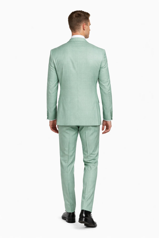 Tiglio Rosso Suit  - Classic Fit Athletic Cut 100% Wool Super 150s Italian Fabric Peak Lapel in Color Mint Green