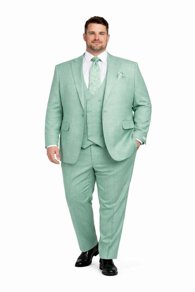 Tiglio Rosso Suit  - Classic Fit Athletic Cut 100% Wool Super 150s Italian Fabric Peak Lapel in Color Mint Green