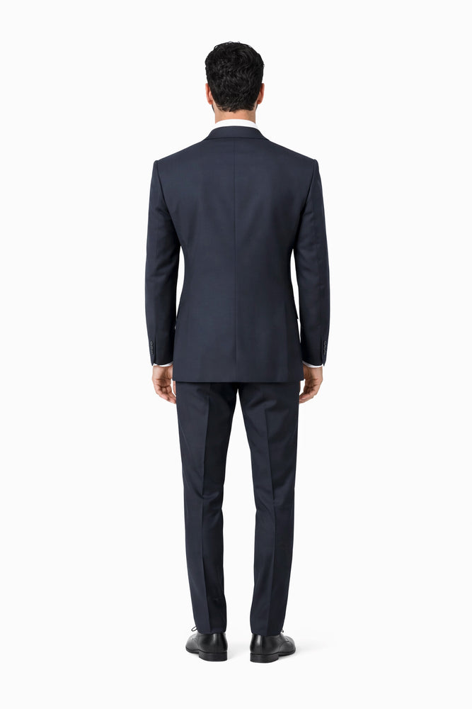 Tiglio Rosso Suit  - Classic Fit Athletic Cut 100% Wool Super 150s Italian Fabric Peak Lapel in Color Navy
