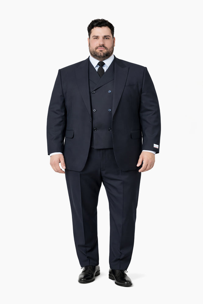 Tiglio Rosso Suit  - Classic Fit Athletic Cut 100% Wool Super 150s Italian Fabric Peak Lapel in Color Navy