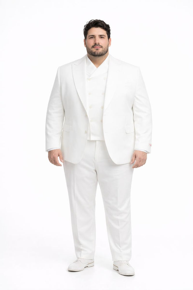 Tiglio Rosso Suit  - Classic Fit Athletic Cut 100% Wool Super 150s Italian Fabric Peak Lapel in Color Off White