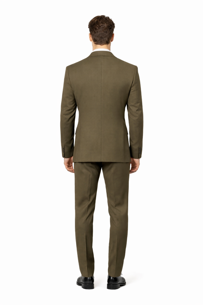 Tiglio Rosso Suit  - Classic Fit Athletic Cut 100% Wool Super 150s Italian Fabric Peak Lapel in Color Olive