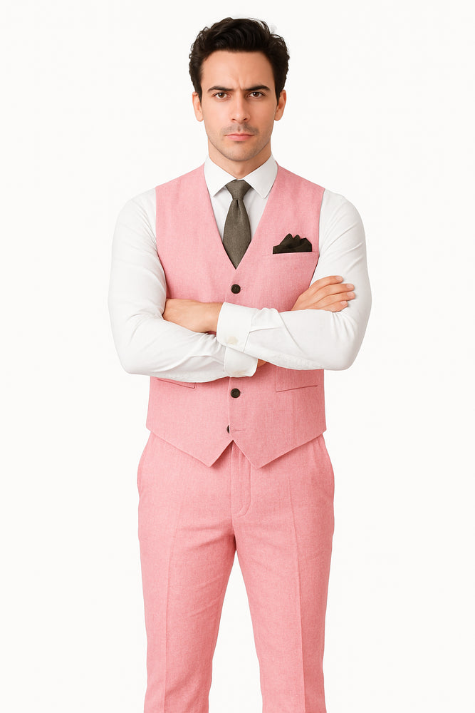 Groomsmen Summer Beach Prom 2026 Pink Vest and Pants Set