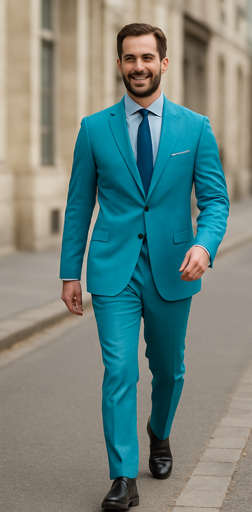 Turquoise Summer Fabric Suit - Light Blue Summer Fabric Suit - Aqua Tiffany Color