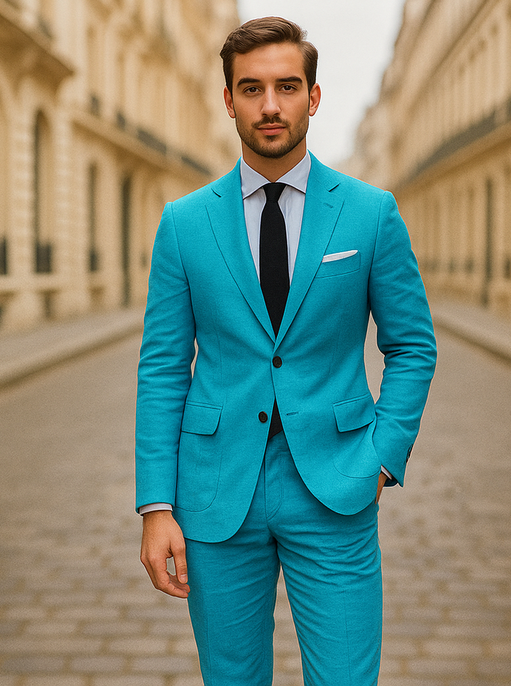 Turquoise Summer Fabric Suit - Light Blue Summer Fabric Suit - Aqua Tiffany Color