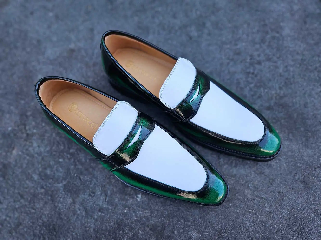 Carrucci Two Tone Patent Leather Penny Loafer