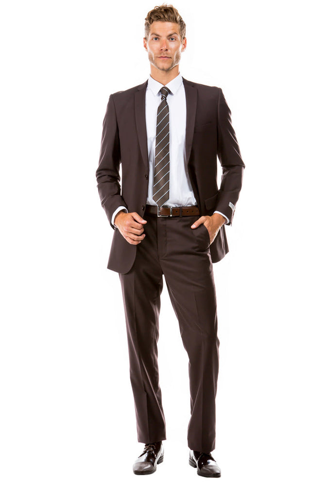 Men's Slim Fit Brown Wedding Suit by Tazzio Suits