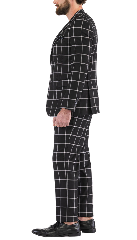 Harvy Black Mens 2 Button Slim Notch Lapel Suit