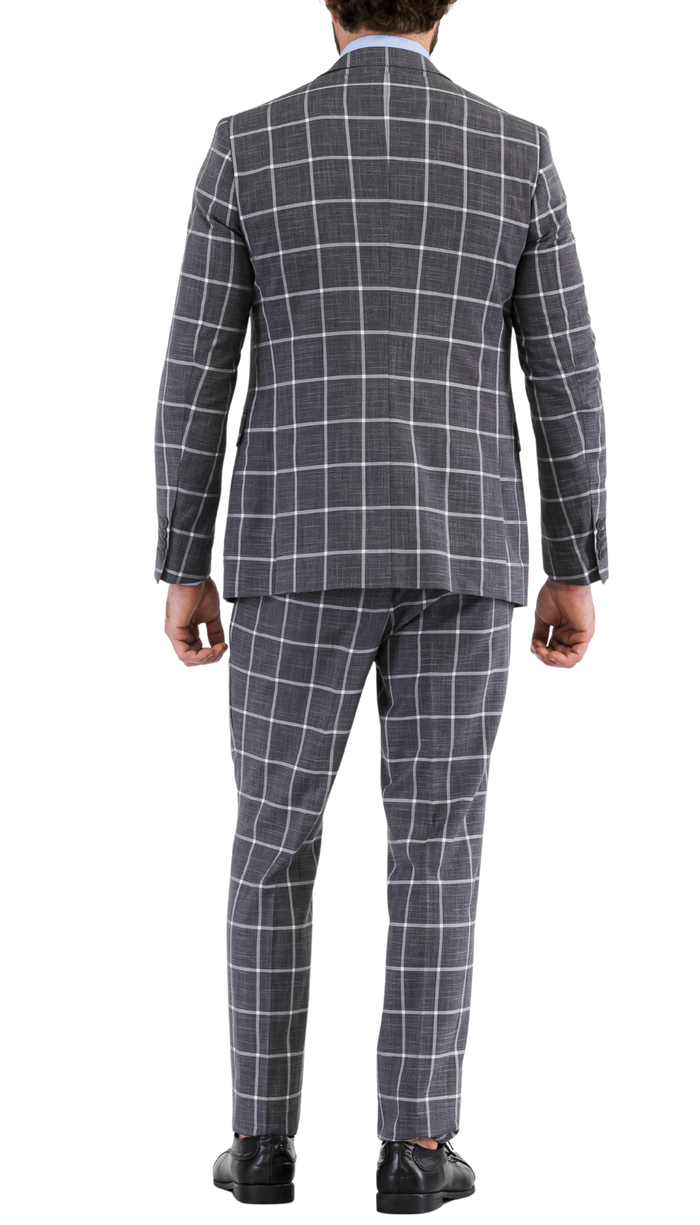 Harvy Grey Mens 2 Button Slim Notch Lapel Suit