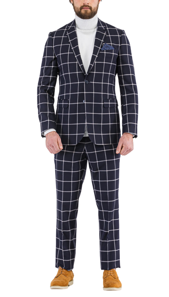Harvy Navy Mens 2 Button Slim Notch Lapel Suit
