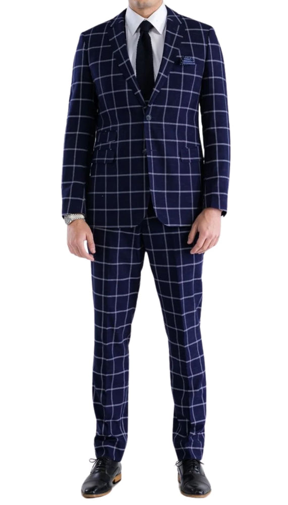 Mens Plaid Suit - Black Windowpane Suit - 1920 Suits